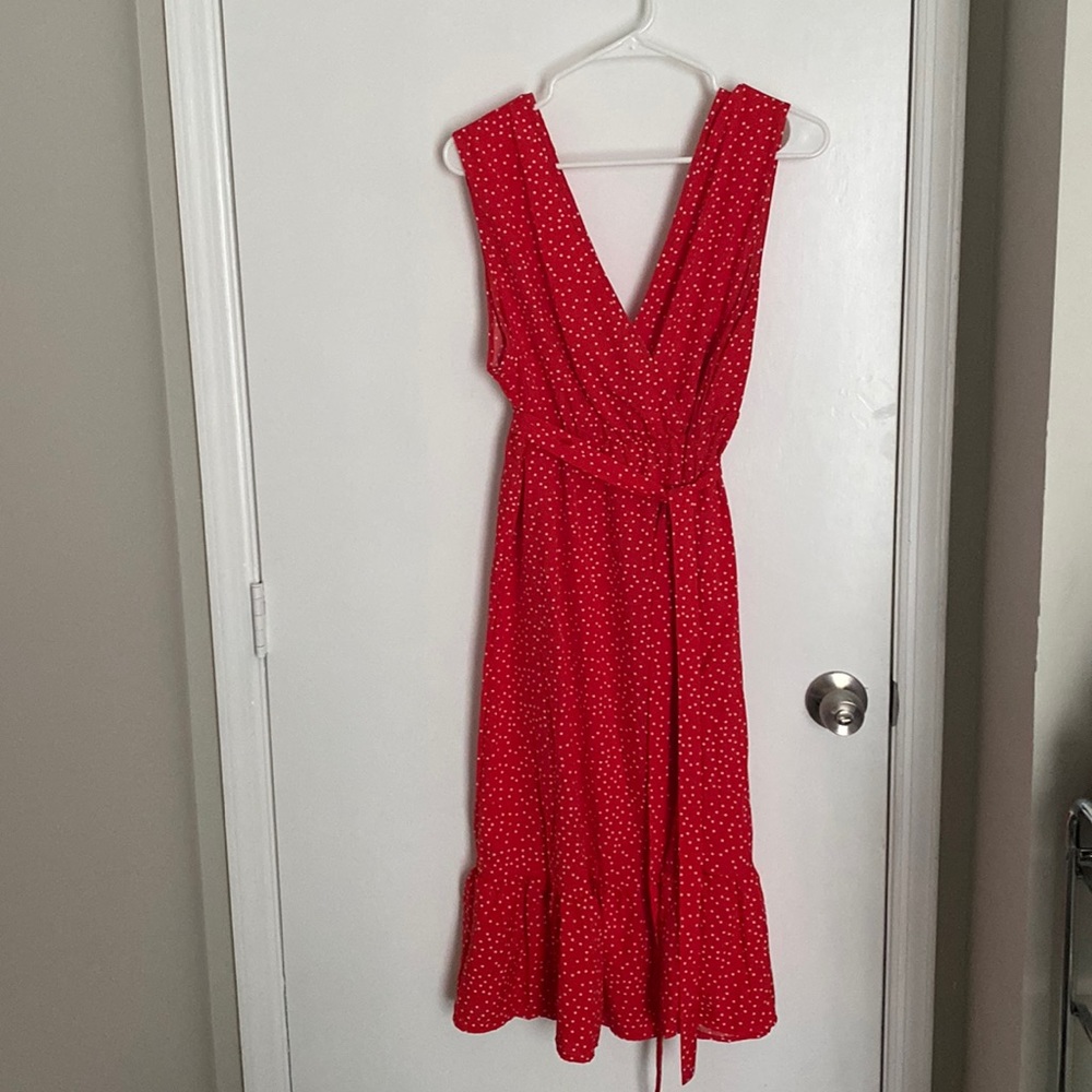 red polka dot maxi dress